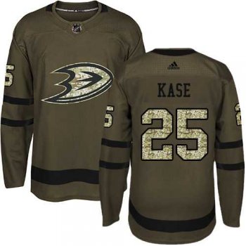 Youth Adidas Anaheim Ducks #25 Ondrej Kase Green Salute to Service Stitched NHL