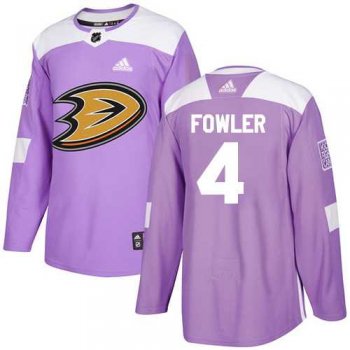 Youth Adidas Anaheim Ducks #4 Cam Fowler Purple Authentic Fights Cancer Stitched NHL Jersey