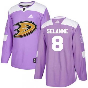 Youth Adidas Anaheim Ducks #8 Teemu Selanne Purple Authentic Fights Cancer Stitched NHL Jersey