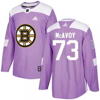 Youth Adidas Boston Bruins #73 Charlie McAvoy Purple Authentic Fights Cancer Stitched NHL Jersey