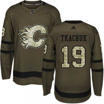 Youth Adidas Calgary Flames #19 Matthew Tkachuk Green Salute to Service Stitched NHL