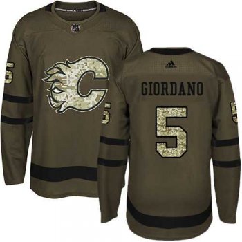 Youth Adidas Calgary Flames #5 Mark Giordano Green Salute to Service Stitched NHL Jersey