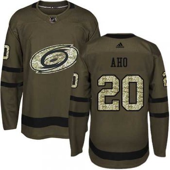 Youth Adidas Carolina Hurricanes #20 Sebastian Aho Green Salute to Service Stitched NHL Jersey