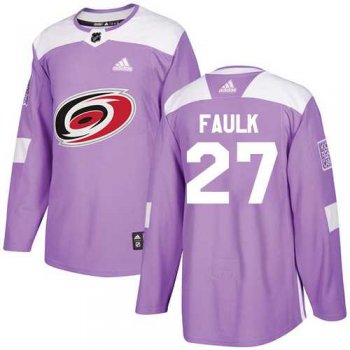 Youth Adidas Carolina Hurricanes #27 Justin Faulk Purple Authentic Fights Cancer Stitched NHL Jersey