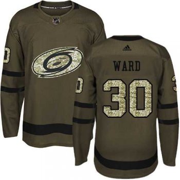 Youth Adidas Carolina Hurricanes #30 Cam Ward Green Salute to Service Stitched NHL Jersey