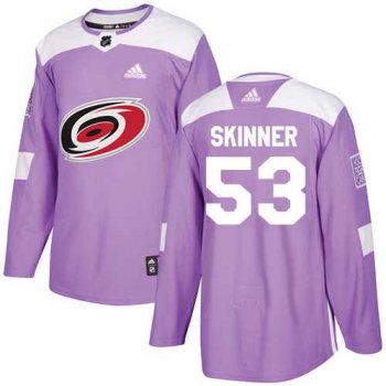 Youth Adidas Carolina Hurricanes #53 Jeff Skinner Purple Authentic Fights Cancer Stitched NHL Jersey