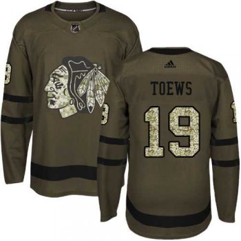 Youth Adidas Chicago Blackhawks #19 Jonathan Toews Green Salute to Service Stitched NHL Jersey