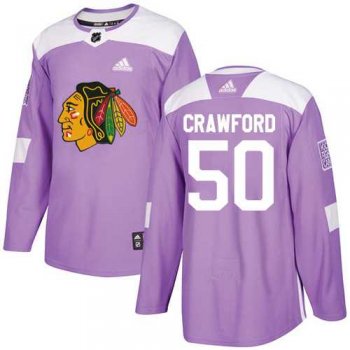 Youth Adidas Chicago Blackhawks #50 Corey Crawford Purple Authentic Fights Cancer Stitched NHL Jersey