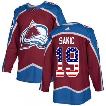 Youth Adidas Colorado Avalanche #19 Joe Sakic Burgundy Home Authentic USA Flag Stitched NHL Jersey