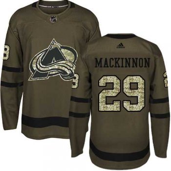 Youth Adidas Colorado Avalanche #29 Nathan MacKinnon Green Salute to Service Stitched NHL Jersey