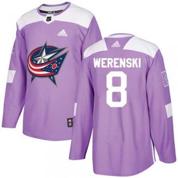 Youth Adidas Columbus Blue Jackets #8 Zach Werenski Purple Authentic Fights Cancer Stitched NHL Jersey