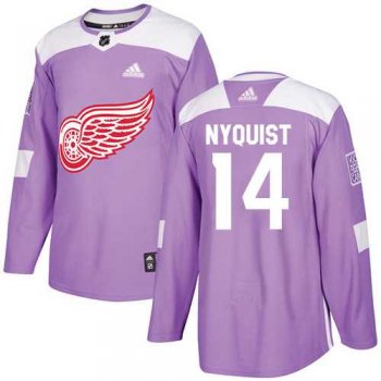 Youth Adidas Detroit Red Wings #14 Gustav Nyquist Purple Authentic Fights Cancer Stitched NHL Jersey