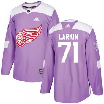 Youth Adidas Detroit Red Wings #71 Dylan Larkin Purple Authentic Fights Cancer Stitched NHL Jersey