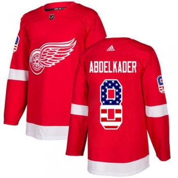 Youth Adidas Detroit Red Wings #8 Justin Abdelkader Red Home Authentic USA Flag Stitched NHL Jersey