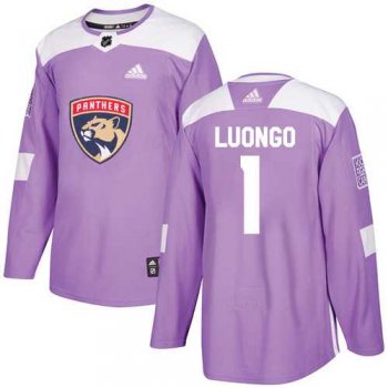 Youth Adidas Florida Panthers #1 Roberto Luongo Purple Authentic Fights Cancer Stitched NHL Jersey