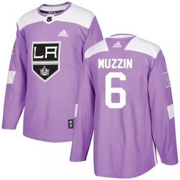 Youth Adidas Los Angeles Kings #6 Jake Muzzin Purple Authentic Fights Cancer Stitched NHL Jersey