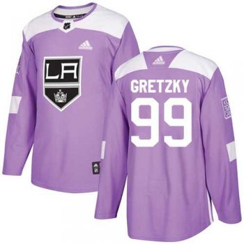 Youth Adidas Los Angeles Kings #99 Wayne Gretzky Purple Authentic Fights Cancer Stitched NHL Jersey