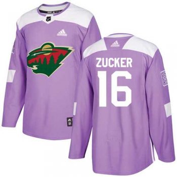 Youth Adidas Minnesota Wild #16 Jason Zucker Purple Authentic Fights Cancer Stitched NHL Jersey