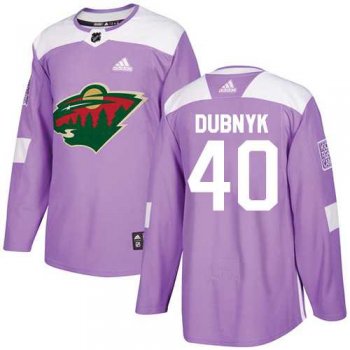 Youth Adidas Minnesota Wild #40 Devan Dubnyk Purple Authentic Fights Cancer Stitched NHL Jersey