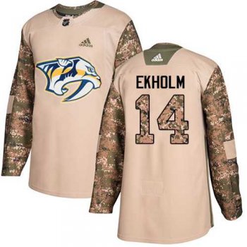 Youth Adidas Nashville Predators #14 Mattias Ekholm Camo Authentic 2017 Veterans Day Stitched NHL Jersey