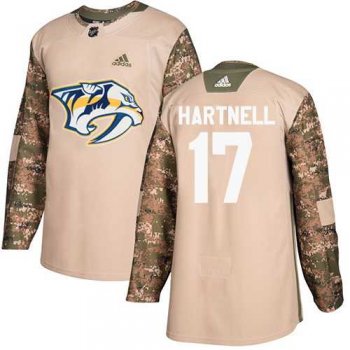 Youth Adidas Nashville Predators #17 Scott Hartnell Camo Authentic 2017 Veterans Day Stitched NHL Jersey