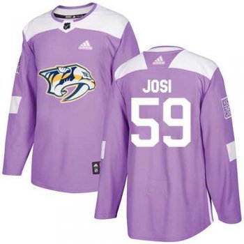 Youth Adidas Nashville Predators #59 Roman Josi Purple Authentic Fights Cancer Stitched NHL Jersey