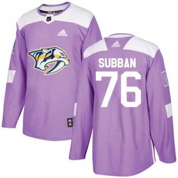 Youth Adidas Nashville Predators #76 P.K Subban Purple Authentic Fights Cancer Stitched NHL Jersey