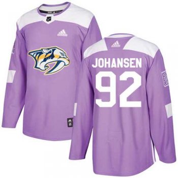 Youth Adidas Nashville Predators #92 Ryan Johansen Purple Authentic Fights Cancer Stitched NHL Jersey