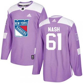 Youth Adidas New York Rangers #61 Rick Nash Purple Authentic Fights Cancer Stitched NHL Jersey