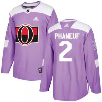 Youth Adidas Ottawa Senators #2 Dion Phaneuf Purple Authentic Fights Cancer Stitched NHL Jersey