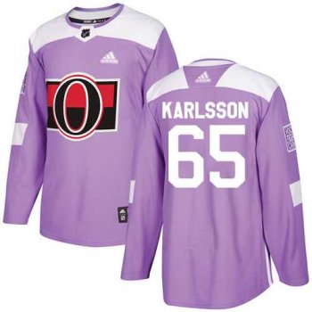 Youth Adidas Ottawa Senators #65 Erik Karlsson Purple Authentic Fights Cancer Stitched NHL Jersey