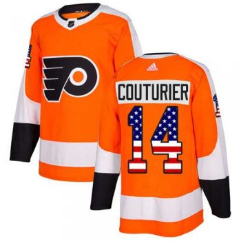 Youth Adidas Philadelphia Flyers #14 Sean Couturier Orange Home Authentic USA Flag Stitched NHL Jersey