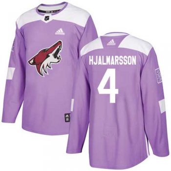 Youth Adidas Phoenix Coyotes #4 Niklas Hjalmarsson Purple Authentic Fights Cancer Stitched NHL Jersey