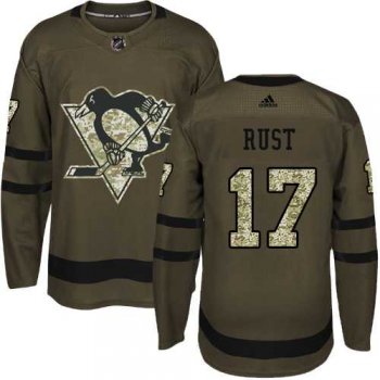 Youth Adidas Pittsburgh Penguins #17 Bryan Rust Green Salute to Service Stitched NHL Jersey