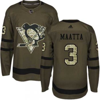 Youth Adidas Pittsburgh Penguins #3 Olli Maatta Green Salute to Service Stitched NHL Jersey