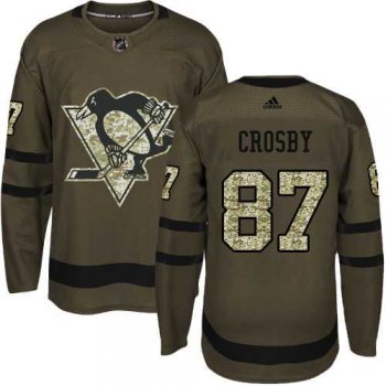 Youth Adidas Pittsburgh Penguins #87 Sidney Crosby Green Salute to Service Stitched NHL Jersey