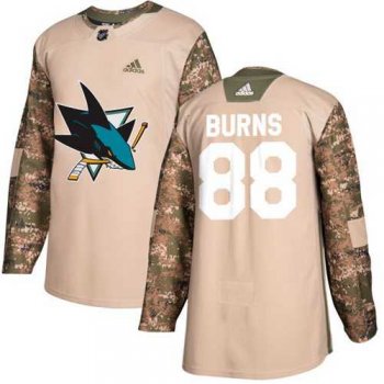 Youth Adidas San Jose Sharks #88 Brent Burns Camo Authentic 2017 Veterans Day Stitched NHL Jersey