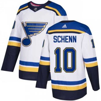 Youth Adidas St. Louis Blues #10 Brayden Schenn White Road Authentic Stitched NHL Jersey