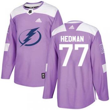 Youth Adidas Tampa Bay Lightning #77 Victor Hedman Purple Authentic Fights Cancer Stitched NHL Jersey