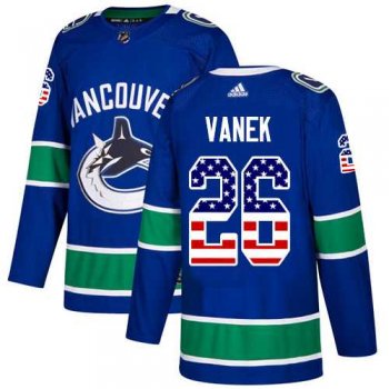 Youth Adidas Vancouver Canucks #26 Thomas Vanek Blue Home Authentic USA Flag Stitched NHL Jersey