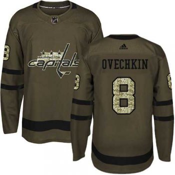 Youth Adidas Washington Capitals #8 Alex Ovechkin Green Salute to Service Stitched NHL Jersey