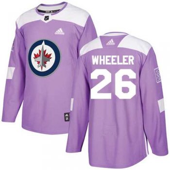 Youth Adidas Winnipeg Jets #26 Blake Wheeler Purple Authentic Fights Cancer Stitched NHL Jersey