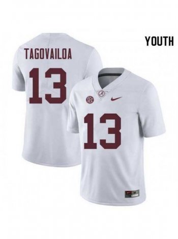 Youth Alabama Crimson Tide #13 Tua Tagovailoa White NCAA Jersey