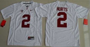 Youth Alabama Crimson Tide #2 Jalen Hurts White Limited Stitched NCAA Jersey