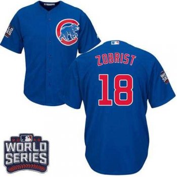 Youth Chicago Cubs #18 Ben Zobrist Blue Alternate 2016 World Series Bound Stitched Baseball Jersey