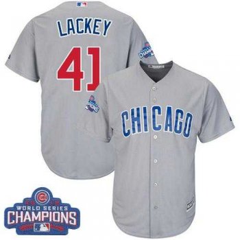 Youth Chicago Cubs #41 John Lackey Grey Road 2016 World Series Champions Stitched Baseball Jersey