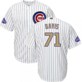 Youth Chicago Cubs #71 Wade Davis White(Blue Strip) 2017 Gold Program Cool Base Stitched MLB Jersey