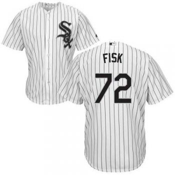 Youth Chicago White Sox #72 Carlton Fisk White(Black Strip) Home Cool Base Stitched MLB Jersey