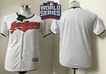 Youth Cleveland Indians Blank White Cool Base 2016 World Series Bound Stitched Baseball Jersey