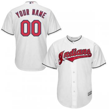 Youth Cleveland Indians Majestic White Custom Cool Base Jersey